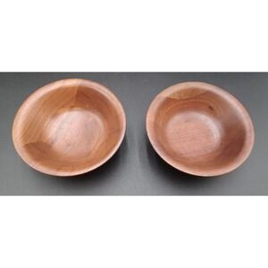 (2) Vtg MCM Numbered Heirloom Walnut Nut Candy Snack Ice Cream Salad Bowl